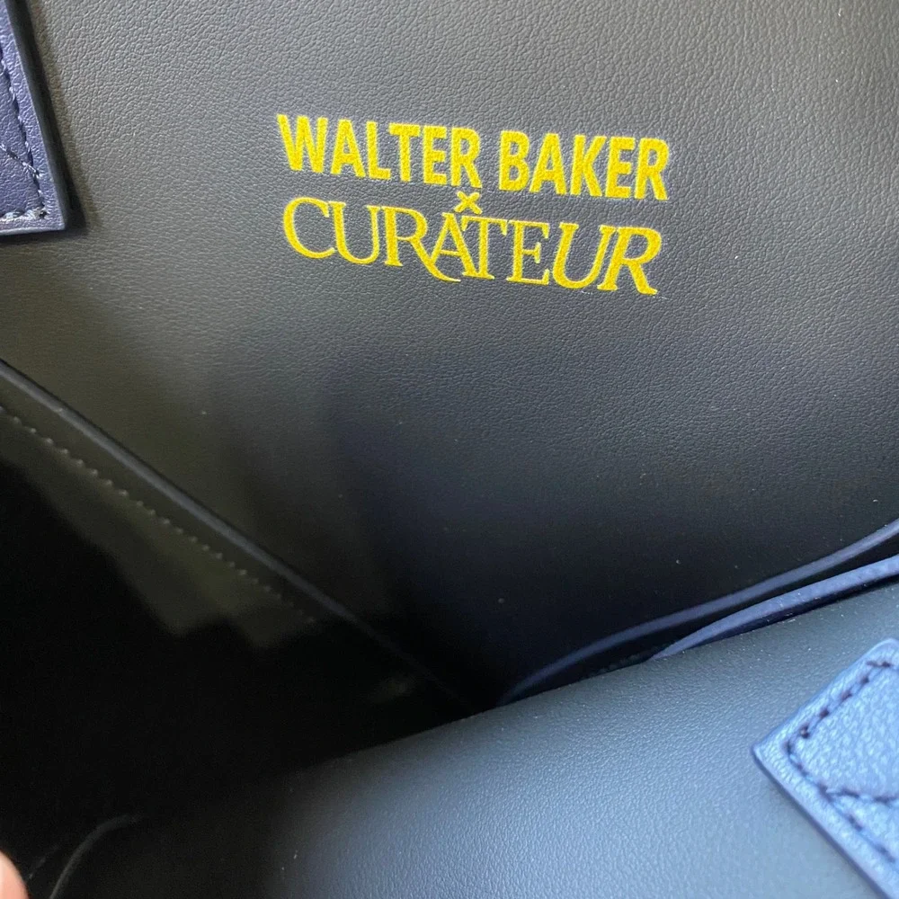 Walter Baker x Curateur The Kate Tote Navy Vegan Leather X-Stitch Tote Bag